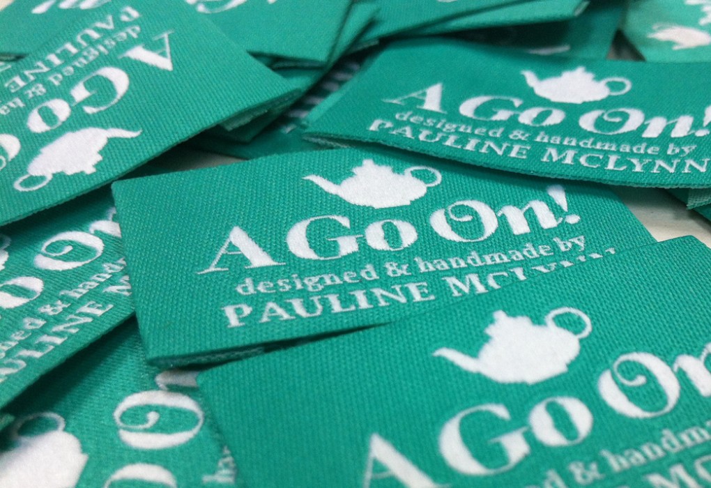 A Go On embroidered labels